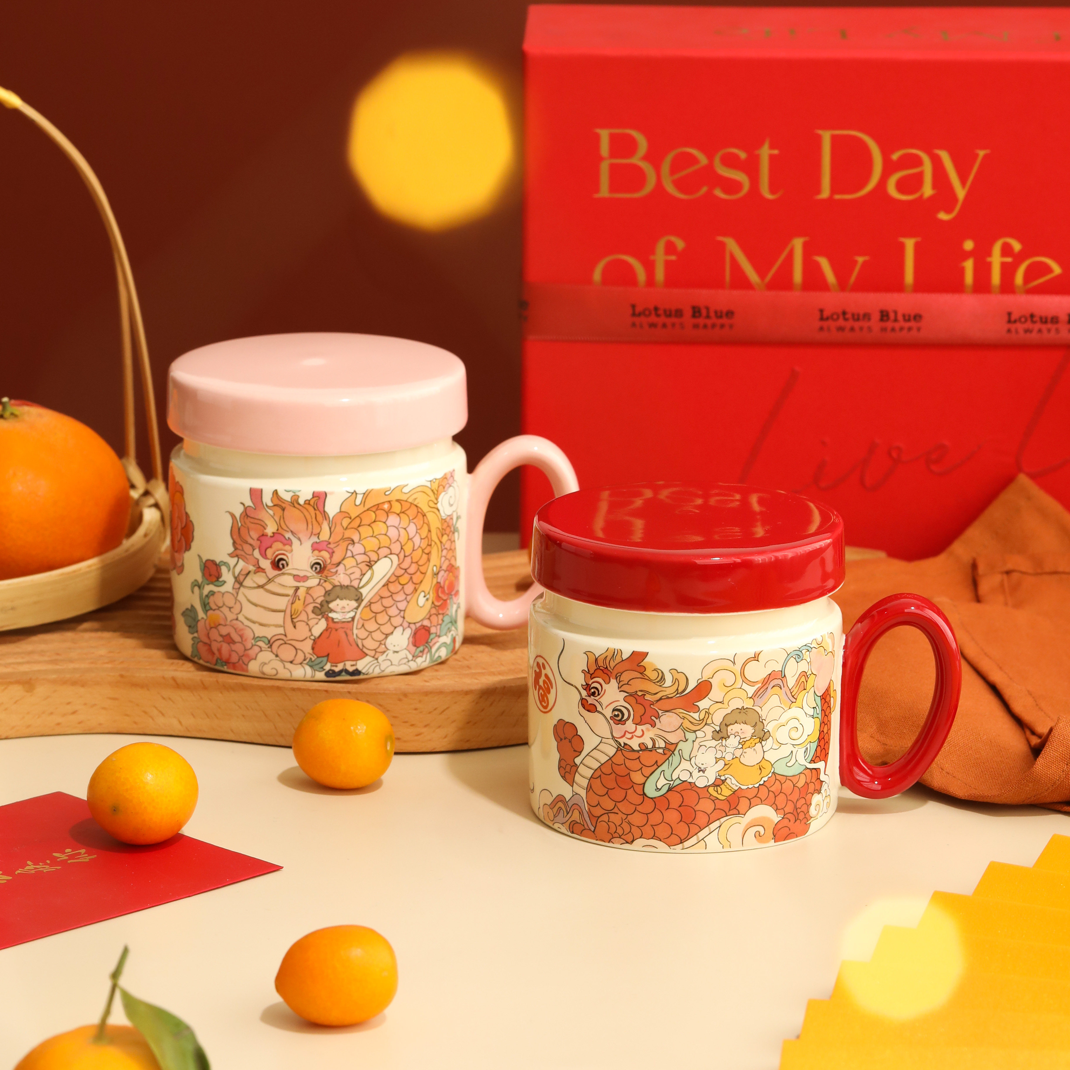 蓝莲羡鸟文社龙年限定杯子马杯对杯陶瓷盖杯家用喝水杯办公室,餐饮具,马克杯,淘宝优惠券,粉丝福利购,淘宝优惠卷