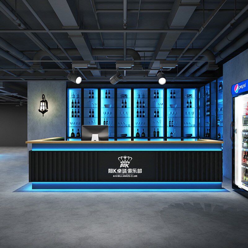工业风台球咖啡厅酒吧吧台桌健身房前台餐饮店网咖转角收银台