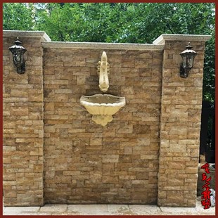 砂岩浮雕小鱼喷泉流水景观园林雕塑喷水鱼儿壁挂喷泉雕塑流水