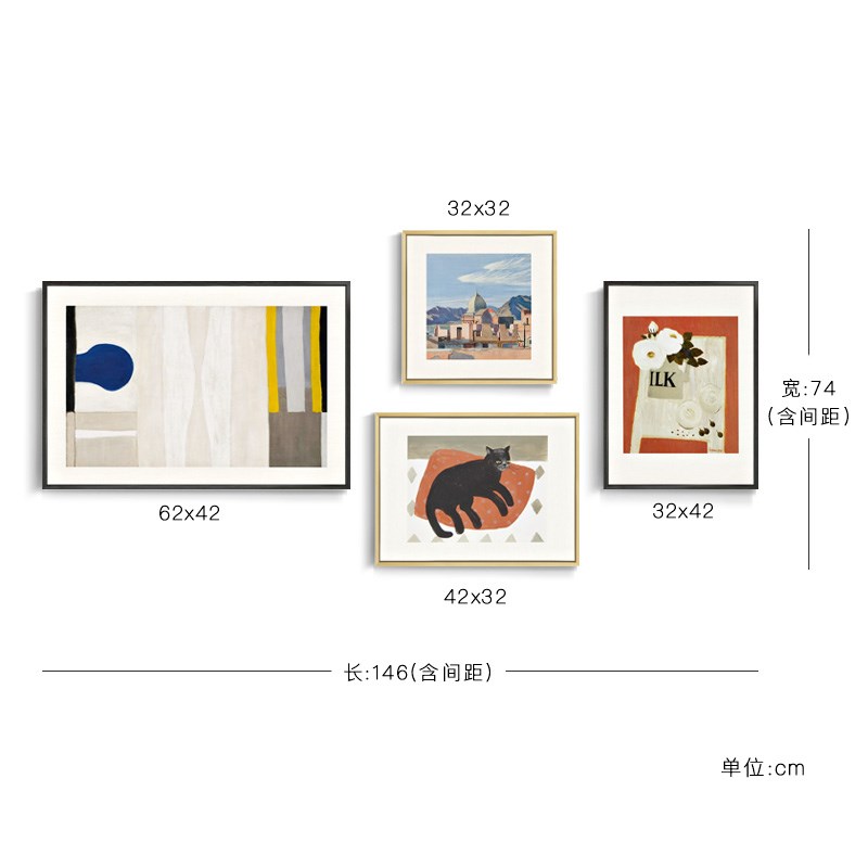上品印画 费登红色毯子上的猫 儿童房卡通现代组合客厅挂画装饰画图片