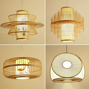 竹艺吊灯竹编灯民宿中式大堂客厅包厢农家乐个性店铺商用灯具