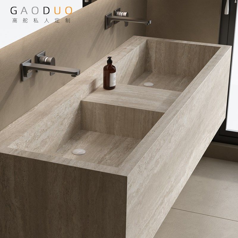 浴室柜岩板无缝一体盆定制挂墙式洗手池洗漱单盆尺寸
