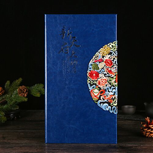 菜单名沫菜谱设计制作民族风中刺绣铜锭钉活页本