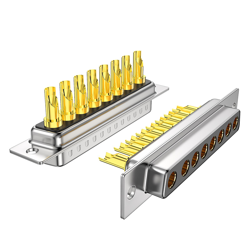 工业20大电流8W8公母头车针焊线式8芯DB8八针矩形重载连接器