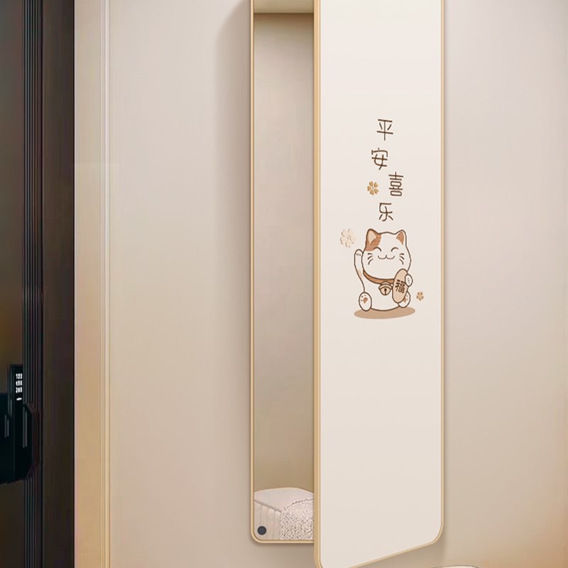 开放式隐藏式全身j镜超薄圆角镜隐形开门梳妆镜隐藏式可闭