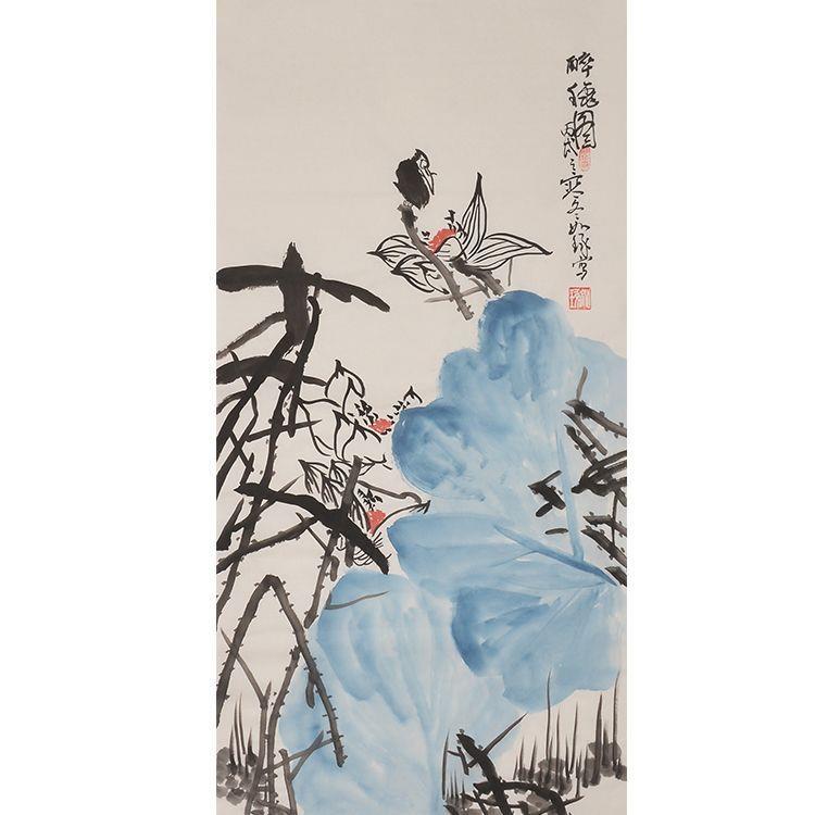 名画家纯手绘装饰画国画水墨画荷花画办公室画玄关画壁画山水画