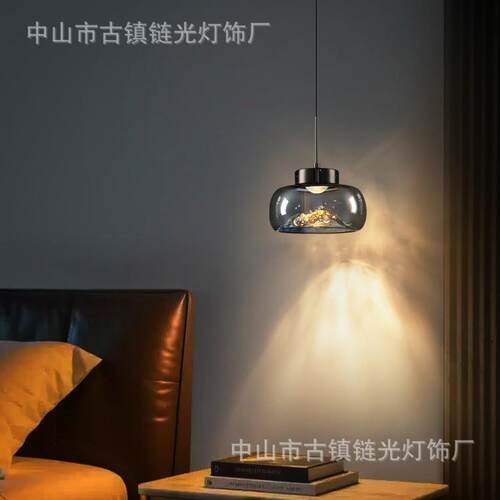 意式轻奢金山床头吊灯可升降卧室简约现代玄关过道法式led小吊灯