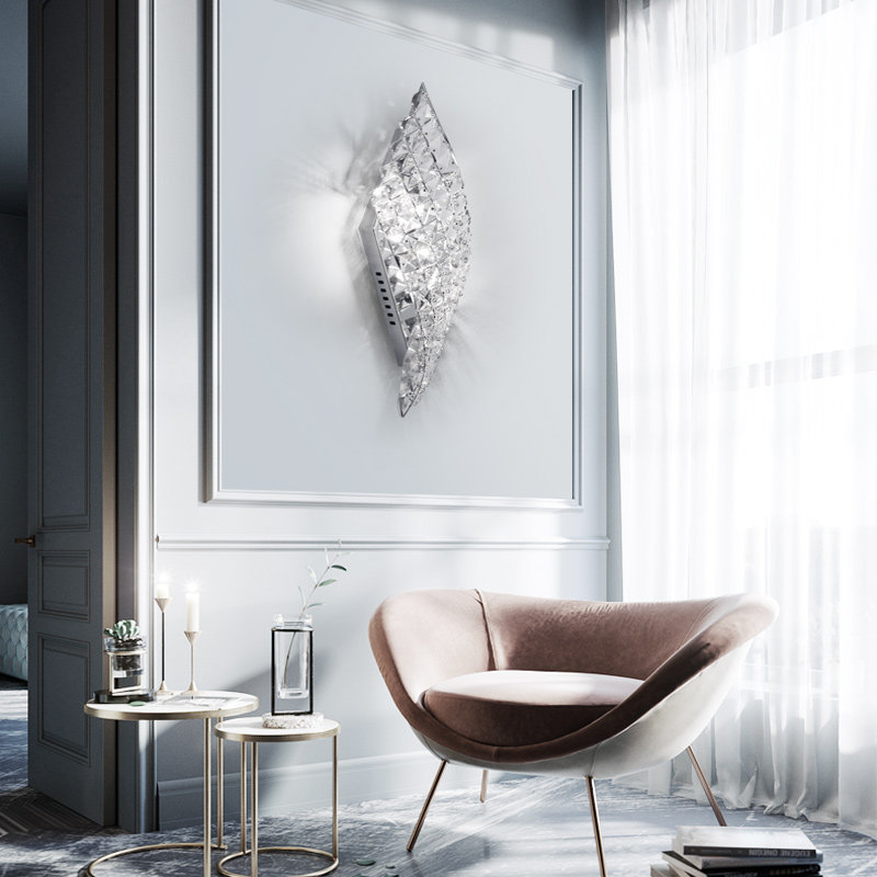 现代水晶壁灯 欧式时尚儿童房客厅卧室灯 卫生间创意壁灯