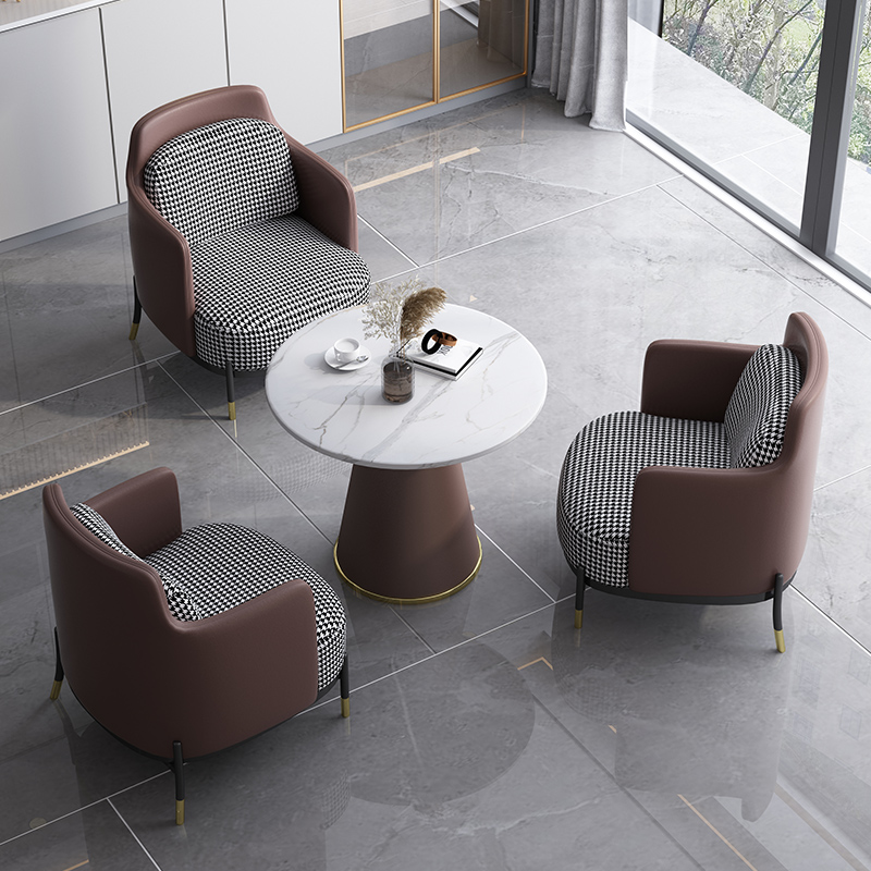 现代餐桌家用小户型吃饭桌圆桌休闲洽谈接待桌椅阳台桌椅