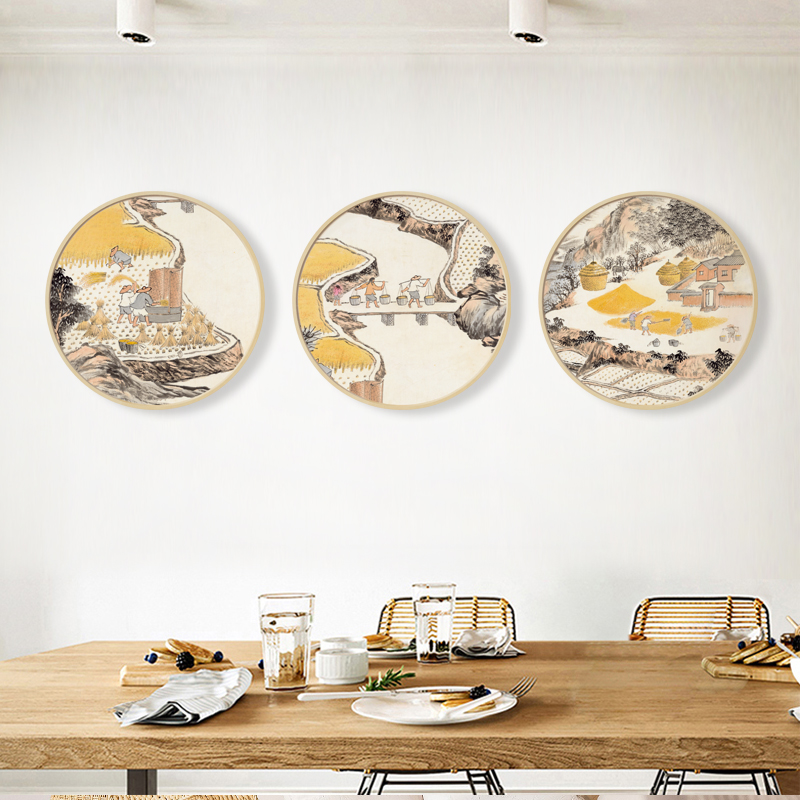 水墨宣言 餐厅墙面装饰画饭厅挂画手绘粮食丰收图墙画面馆墙饰画