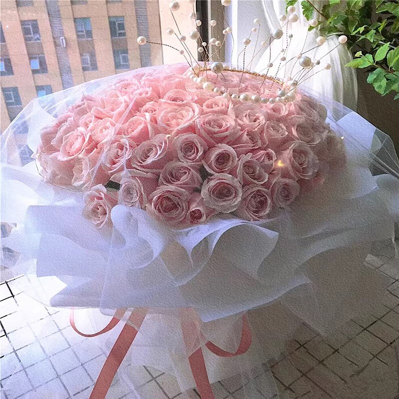 33朵粉玫瑰花束鲜花速递同城配送女友闺蜜生日北京上海广州全国店