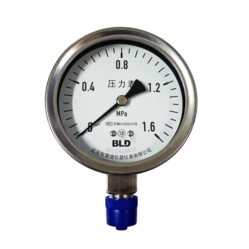 北京布莱迪不锈钢压力表YTH-100全钢高压表304径向真空负压耐高温