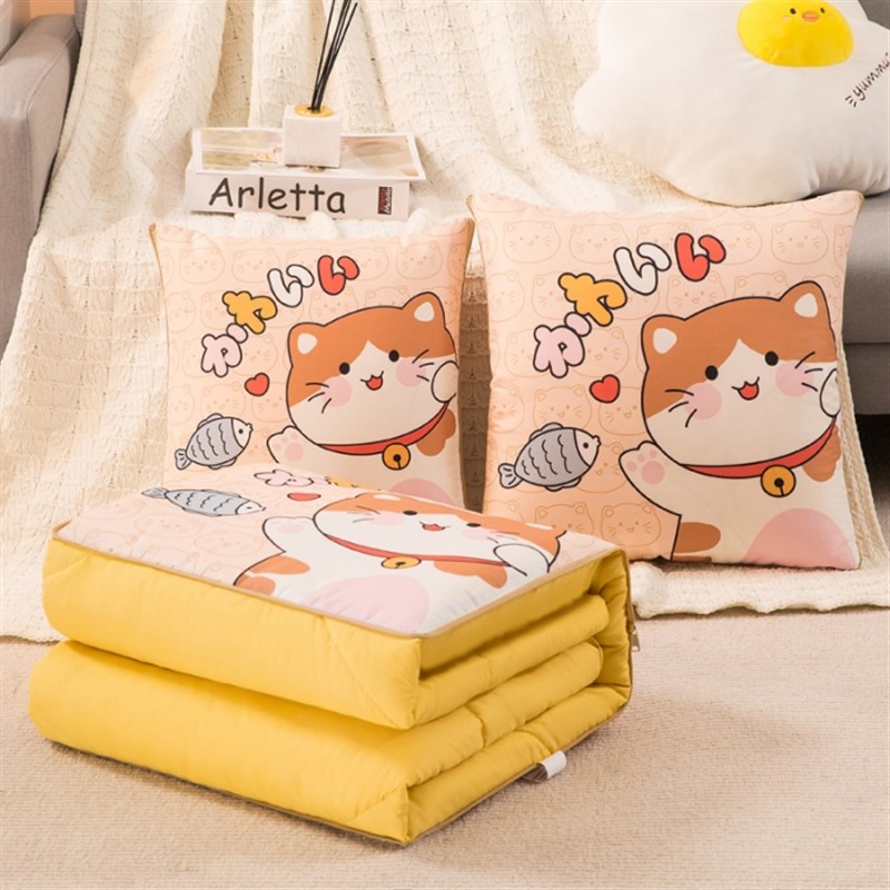 萌宠抱枕被子沙发两用女生睡觉车用办公室午睡毯多功能毯子二合一