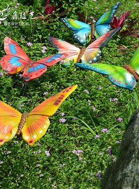 仿真蝴蝶园庭院景观雕塑园艺设计钢工艺品商场婚庆装饰