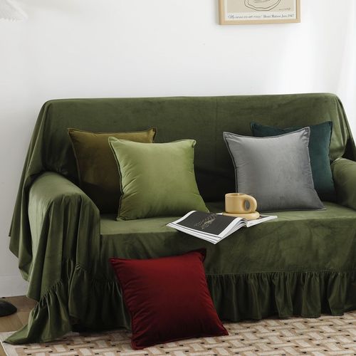 高端天鹅绒抱枕沙发客厅软包枕靠垫绒布抱枕含芯绒面纯色靠枕