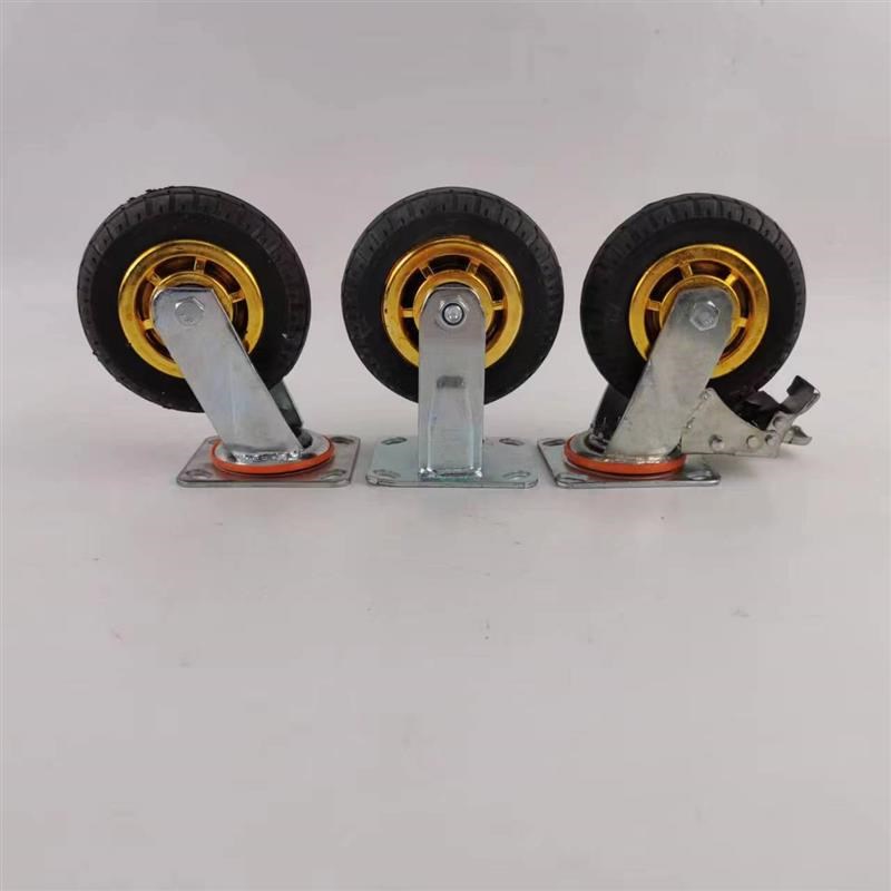 重型金胶万向轮带刹车58寸家用工业静音耐磨板车小推车脚轮