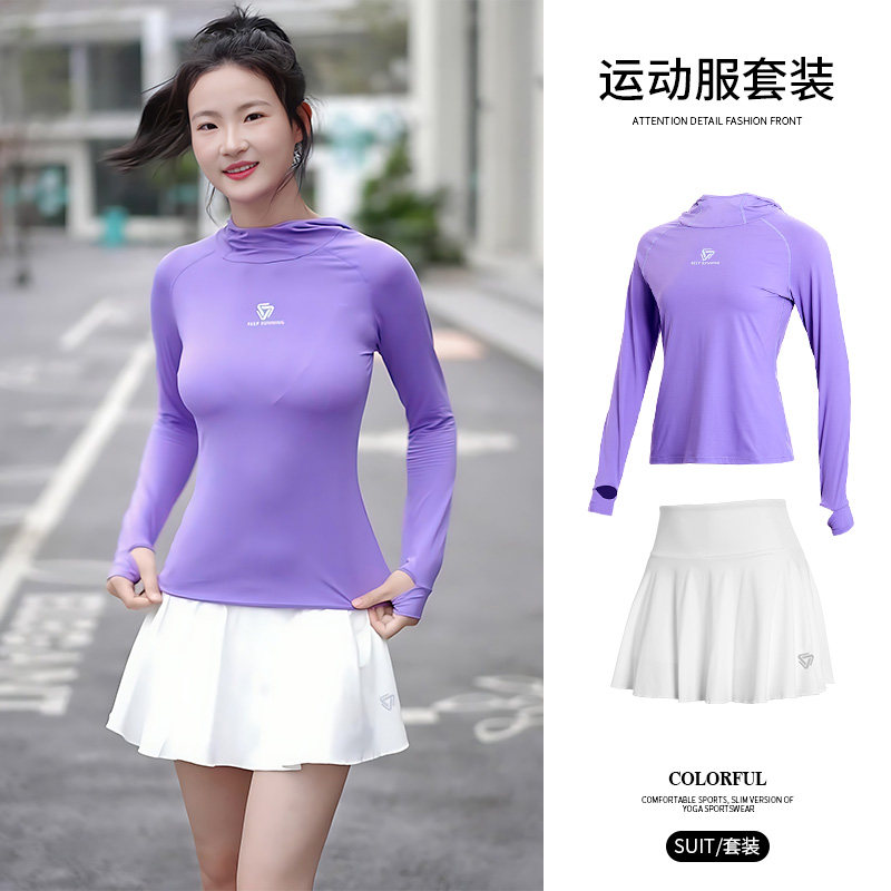 运动服套装女夏季新款户外网红晨跑步训练透气专业薄款网球健身服图片