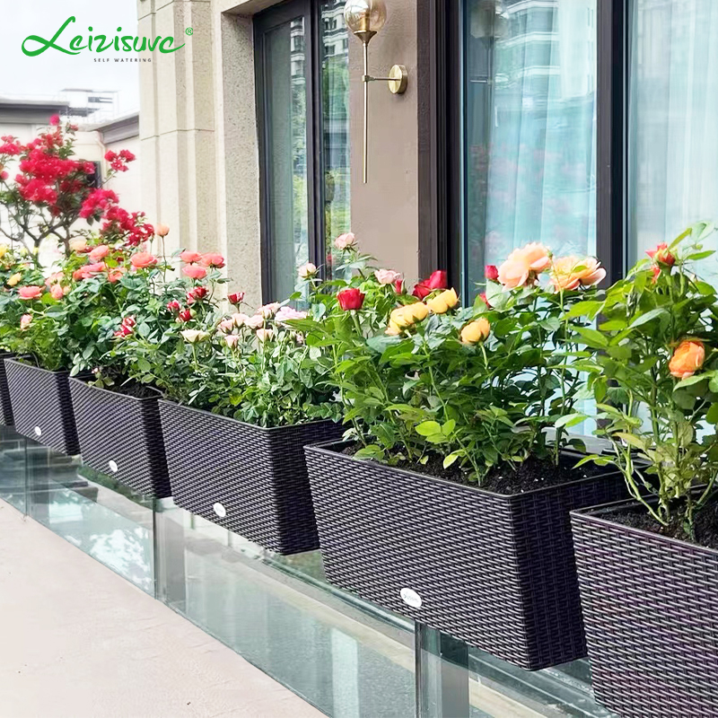 阳台悬挂式长方形花盆种菜盆懒人自吸F水大号种植箱壁挂栏杆栽花
