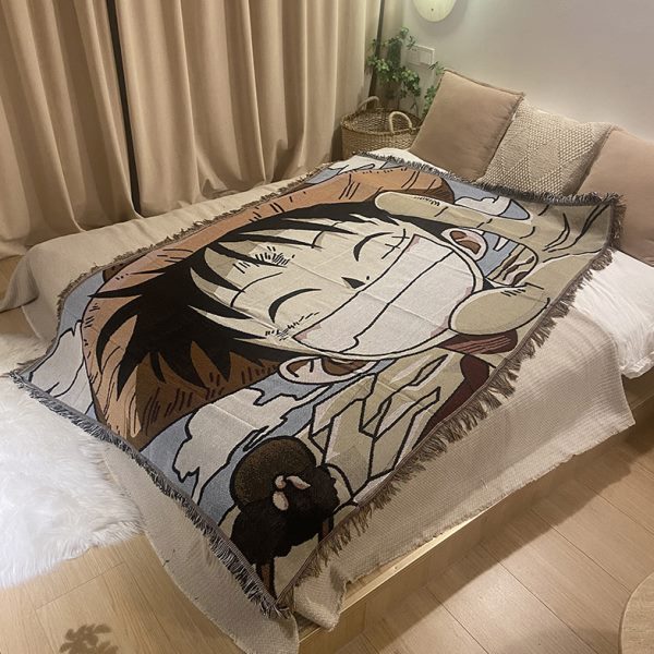 卡通动漫挂毯ins风装饰小毯子多用途办公室午睡盖毯露营休闲毯潮