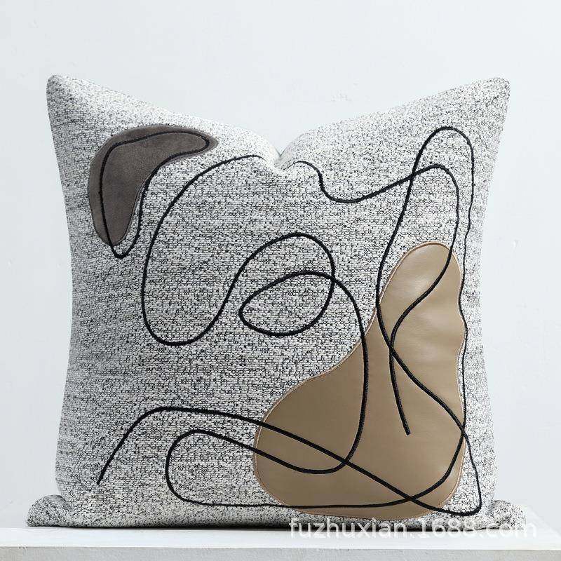 现代简约轻奢沙发抱枕样板间别墅设计师靠垫咖色刺绣北欧靠枕方枕,农机/农具/农膜,其它农用工具,淘宝优惠券,粉丝福利购,淘宝优惠卷