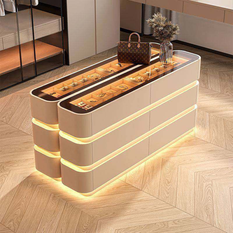 奶油风首饰柜家用落地首饰收纳斗柜灯带多宝格衣帽间中岛柜衣帽柜,农机/农具/农膜,其它农用工具,淘宝优惠券,粉丝福利购,淘宝优惠卷