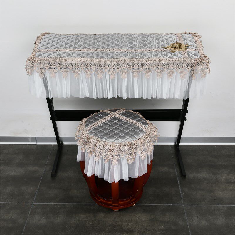 电钢琴罩键欧式蕾丝防尘罩数码电子琴布艺盖布定制灰色