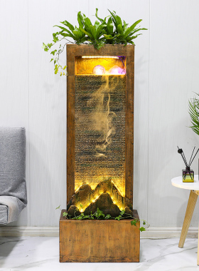 水幕墙流水屏风办公室客厅玄关景观喷泉装饰品电视柜旁边落地