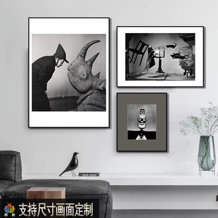 达利艺术作品装饰画客厅卧室黑白墙面挂画后现代玄关柜上壁画