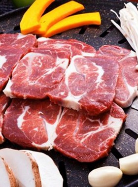 韩式麦饭石烤肉盘m圆形加厚炭火篦子无烟粘烧烤盘商用