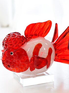 欧式彩色玻璃金鱼创意工艺品家居酒柜装饰品乔迁礼品