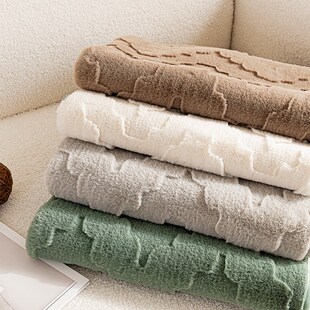 兔毛绒沙发垫水波纹毛绒沙发盖毯冬季加厚坐垫防滑沙发罩巾