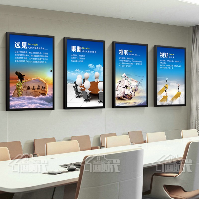 企业文化背景墙挂画公司办公室装饰画会议室励志壁画现代标语