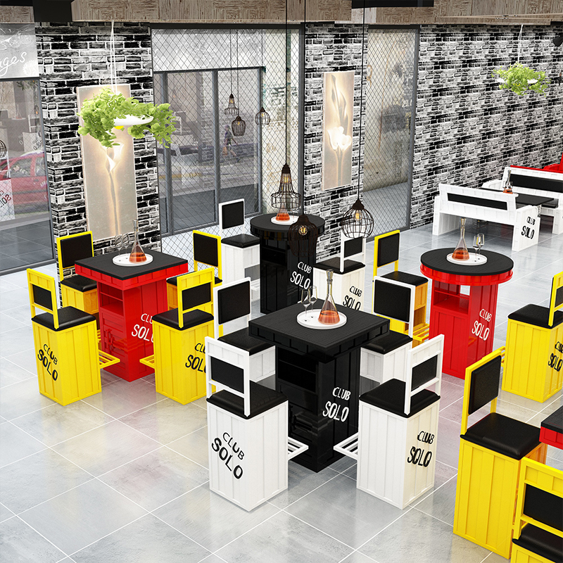 工业风集装箱餐厅创意铁艺卡座沙发酒吧KT接待洽淡油桶桌椅