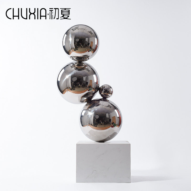 球落地雕塑售楼处酒店玄关样板房间现代金属大理石软装,家居饰品,装饰摆件,淘宝优惠券,粉丝福利购,淘宝优惠卷