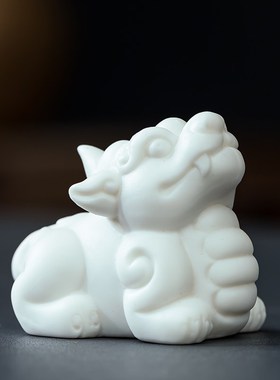 小号精品招财陶瓷小貔貅摆件一对家居客厅茶室装饰品办公桌面摆放