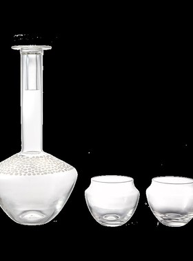 现代简约银色波点条纹玻璃酒器样板房售楼处酒店展厅茶几餐桌摆件