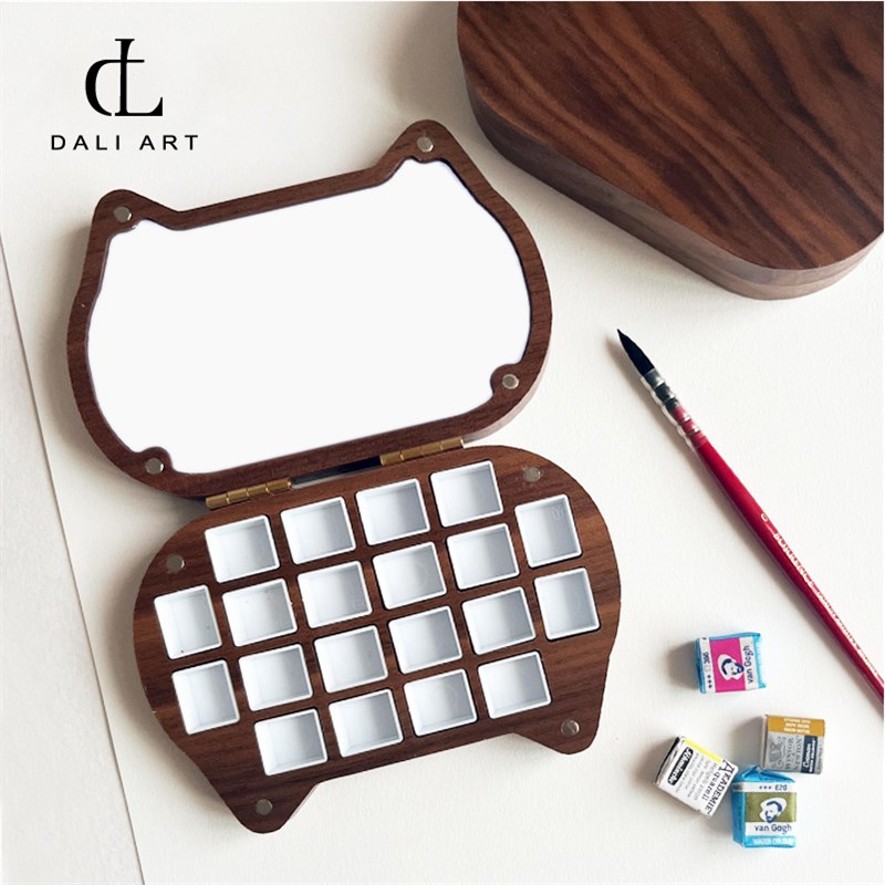 木质携式保湿水彩颜料盒2色2毫升 固体分装盒 桃 加厚变型