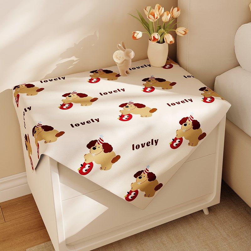 卡通in小狗卧室床头柜防尘盖布防水梳妆台长方形棉麻盖巾定制,居家布艺,床头柜盖布,淘宝优惠券,粉丝福利购,淘宝优惠卷