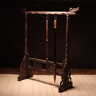 维新鸡翅木红木实木毛笔架笔搁龙头毛笔挂书法用品复古用品挂毛笔