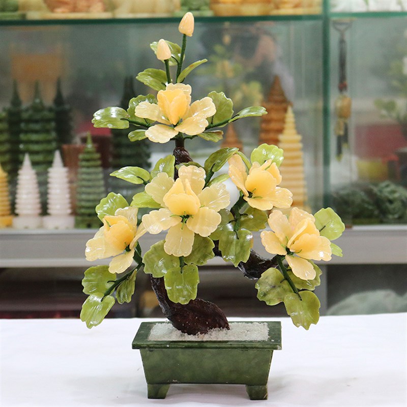 玉石盆栽牡丹花卉客厅摆件酒柜电视柜家居装饰花仿真花开富贵假花