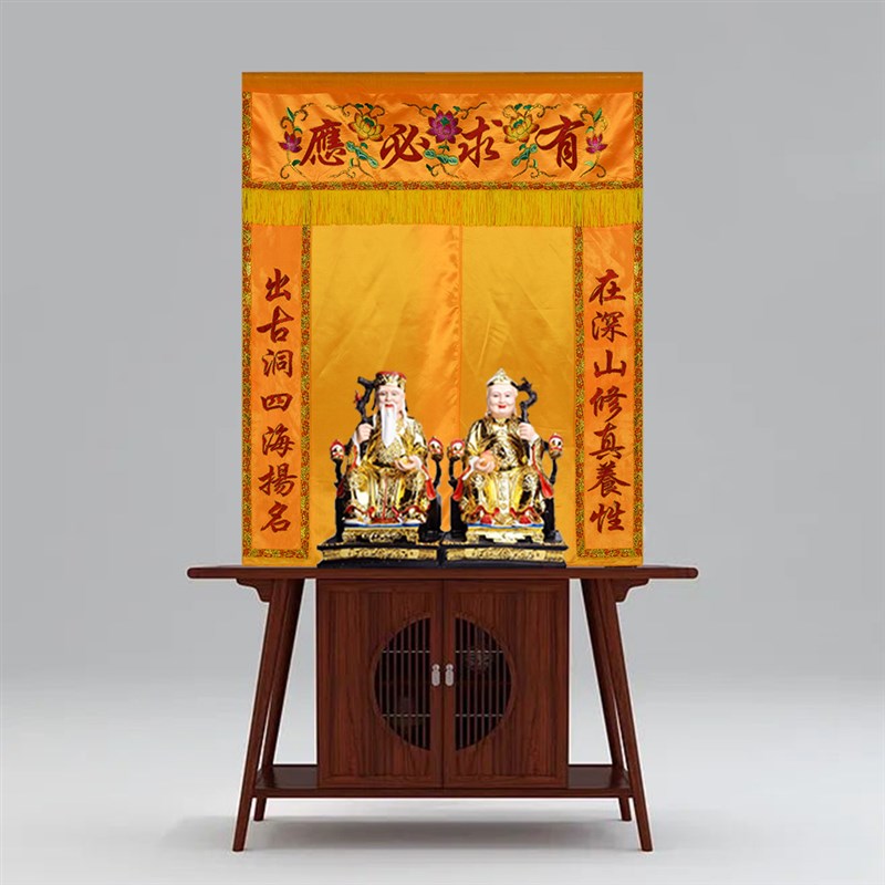 仙堂单布仙龛定制背景遮挡佛道仙帘家用品装饰挡仙帘暗堂单刺绣花