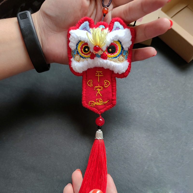 醒狮刺绣diy平安符手工自绣荷包香囊材料包送男友车挂平安符