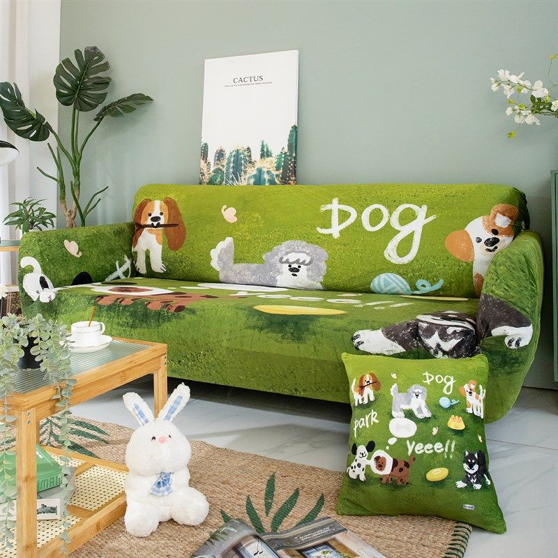 in小新手绘狗狗沙发现代弹力全包防尘罩客厅单人盖布,居家布艺,沙发套,淘宝优惠券,粉丝福利购,淘宝优惠卷
