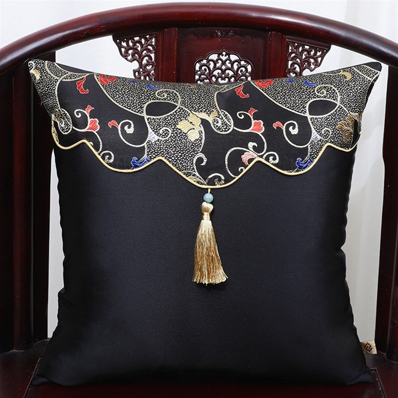 抱枕沙发流苏中式古典靠垫办公室腰枕床上靠背汽车护腰靠垫抱枕