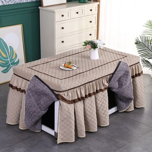 拉链新款烤火桌罩冬天长方形电炉罩加绒加厚取暖烤火罩电炉罩