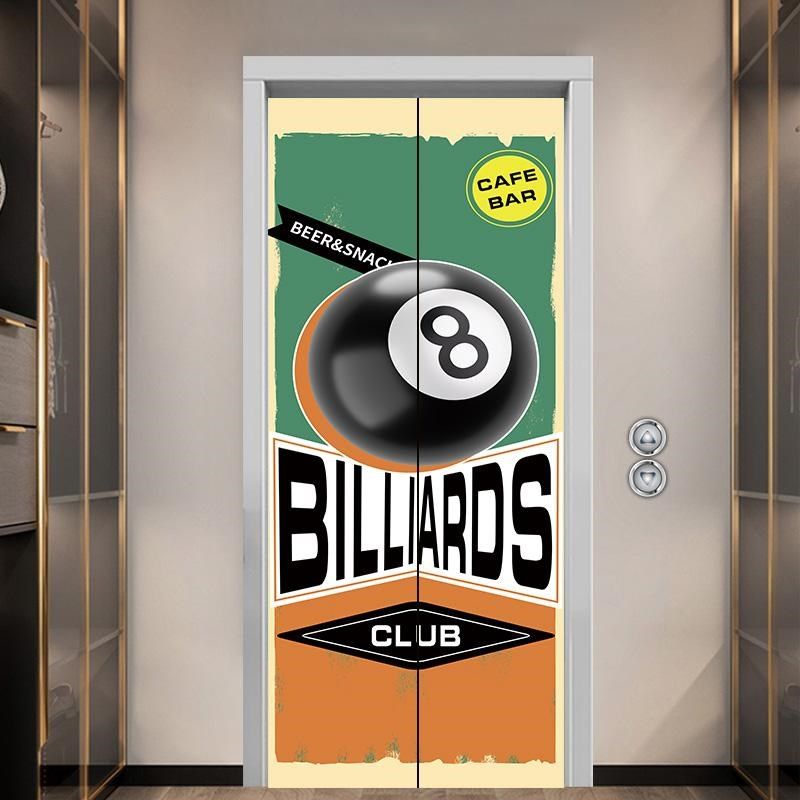 台球厅电梯门纸装饰定制桌球室俱乐部玻璃门广告海报级感创意,家居饰品,门贴,淘宝优惠券,粉丝福利购,淘宝优惠卷