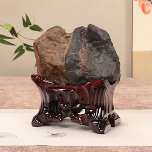 实木免挖槽奇石底座带凹槽鹅卵石规则石头黄河石水晶球托架