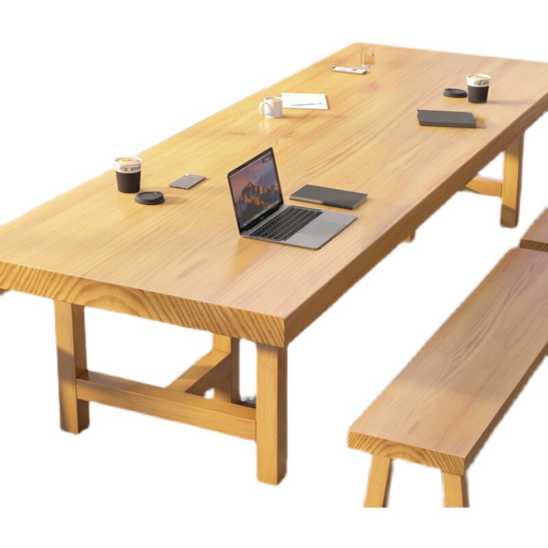 现代实木会议桌长桌大板办公桌子工作台洽谈会议桌椅