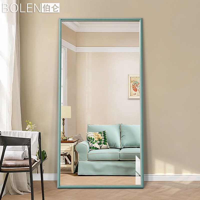 BOLEN 地中海风镜子全身穿衣镜壁挂贴墙镜家用衣帽间试衣镜落地镜