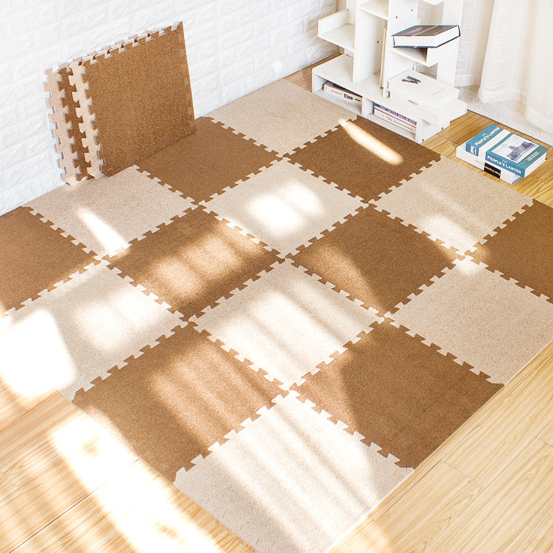 蚂蚁布绒面方块拼接地毯榻榻儿童爬行垫满铺床边隔凉泡沫垫